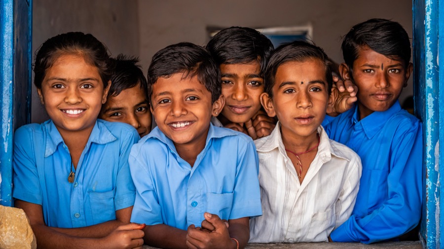 Children in a rural classroom